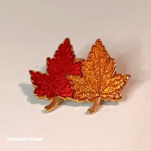 Vintage Metallic Fall Leaves Lapel Pin